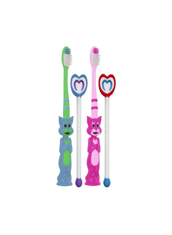 E - Buddies Tooth brush and Tongue cleaner with travel capsule holder,for Baby Kids Flexible design special for kids soft bristle Oral care tool combo.Pack of 4 (Color as per Avaibility) - Image 2